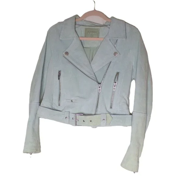 🆕BLANKNYC Suede Moto Jacket Basil (Mint) Medium - Picture 8 of 11